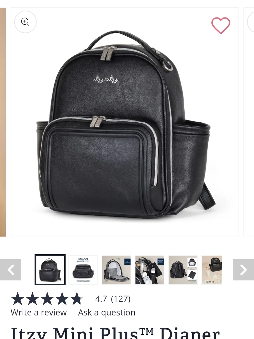 Itzy Ritzy Black Mini Plus Diaper Backpack